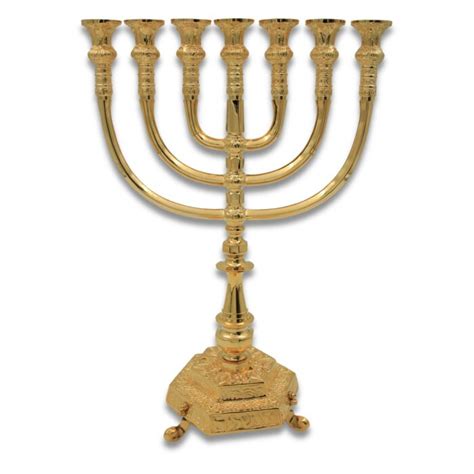 Menorah - Temple, Gold plated, large - Galilee Calendars