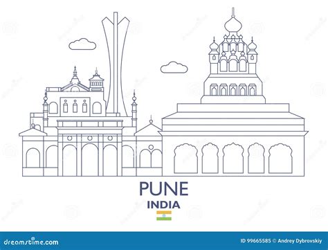 Pune City Skyline, India stock vector. Illustration of panorama - 99665585