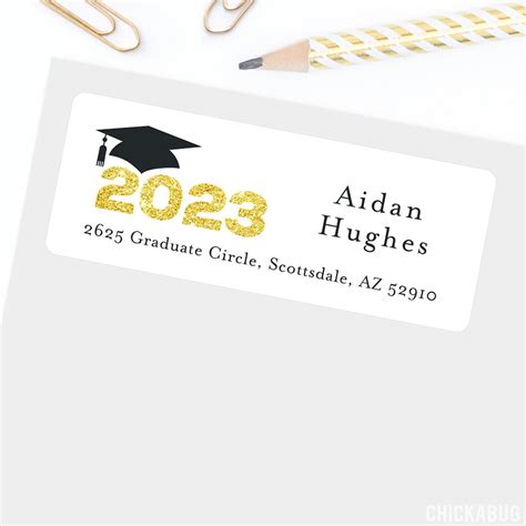 Personalized Gold Class of 2023 Graduation Return Address Labels ...