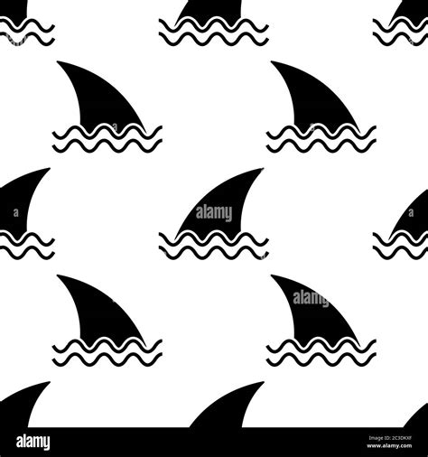 Shark Fin Icon Seamless Pattern Vector Art Illustration Stock Vector ...