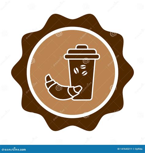 Glass of Coffee with a Croissant. Coffee Label Set, Cafe Logo, Vector ...