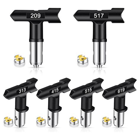 Winyuyby 6Pcs Sprayer Tips with Seals, Reversible Air-Less Spray Tip Black, Air-Less Paint ...