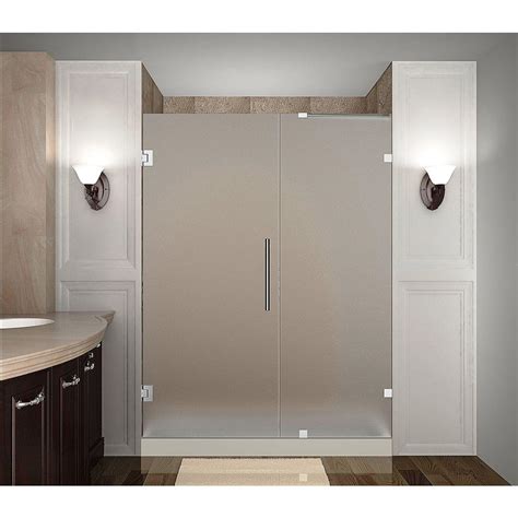 Aston Nautis 60 in. x 72 in. Completely Frameless Hinged Shower Door with Frosted Glass in ...