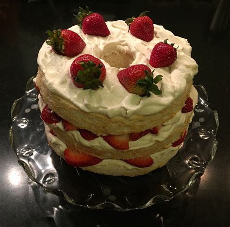 Angel Food Cake with Strawberries and Whipped Cream