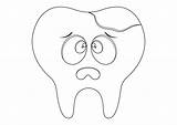 Coloring Page Of Decayed Tooth Cartoon Character 24595721 Vector Art At  sketch template