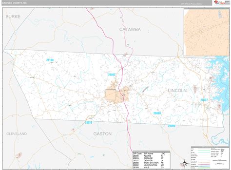 Lincoln County, NC Wall Map Premium Style by MarketMAPS - MapSales