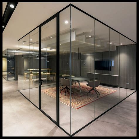 Full View Office Wall Partition Double Layer Glass Aluminum Partition ...