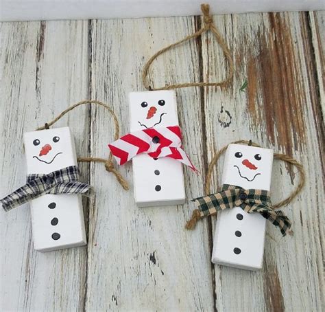 Diy Scrap Wood Snowmen Ornaments - Mixed Kreations