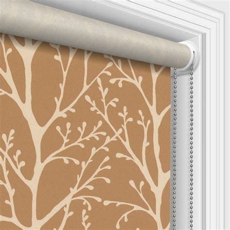 Woodland Copper & Silver Metallic Trees Patterned Roller Blinds