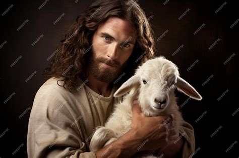 Premium Photo | Jesus holding a lamb