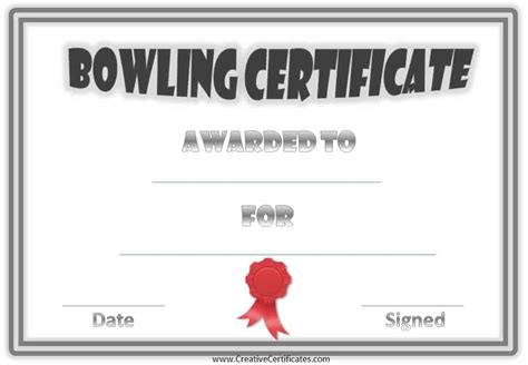 Free Bowling Certificate Template