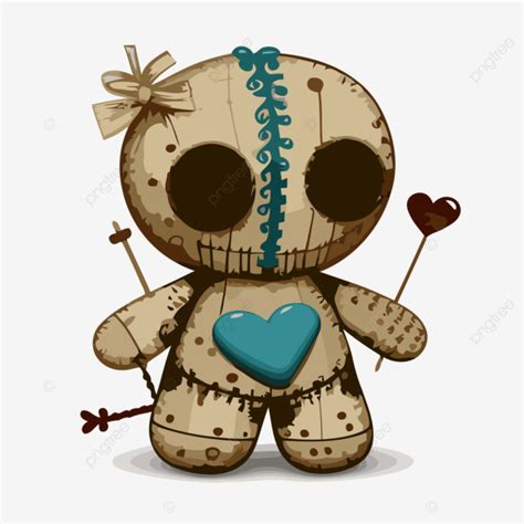 Voodoo Doll Vector, Sticker Clipart Paper Doll With A Heart That Is Holding Bow And Arrows ...