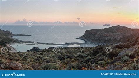 Sunset at Balos Lagoon in Crete, Greece Stock Image - Image of cape, hill: 76987513