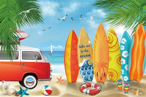 Beach Backdrop, Beach Party/surf Party Photography Background, Beach ...