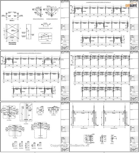 Bản vẽ kết cấu nhà xưởng khung thép 2 cầu trục 1 tầng 48x200m