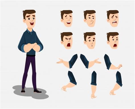 Premium Vector | Young man cartoon character set for your animation ...