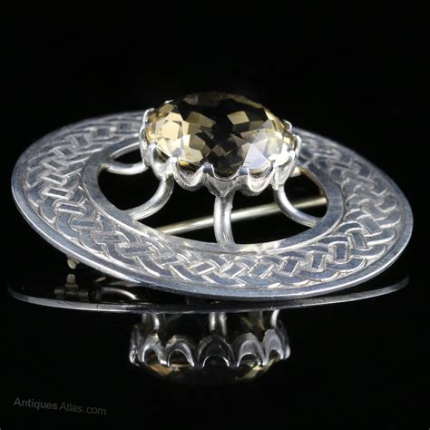 Antiques Atlas - Scottish Silver Celtic Brooch Citrine Centre