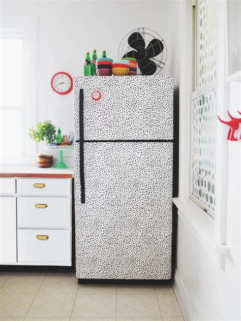 How to Make a DIY Wallpaper-Decal Fridge | HGTV