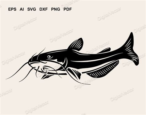 Catfish Silhouette Design Fishing Silhouette Design SVG | Etsy