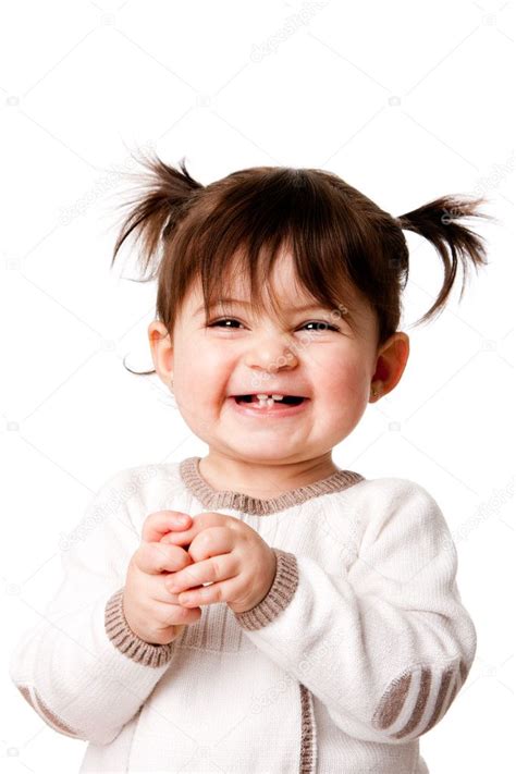 Happy laughing baby toddler girl — Stock Photo © phakimata #5005544