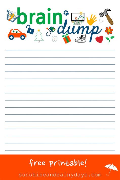 Brain Dump Printable - Sunshine And Rainy Days