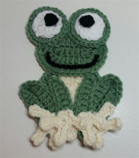 Frog Applique / Crochet Frog Applique / Pre-made Frog Applique | Etsy | Crochet frog, Crochet ...