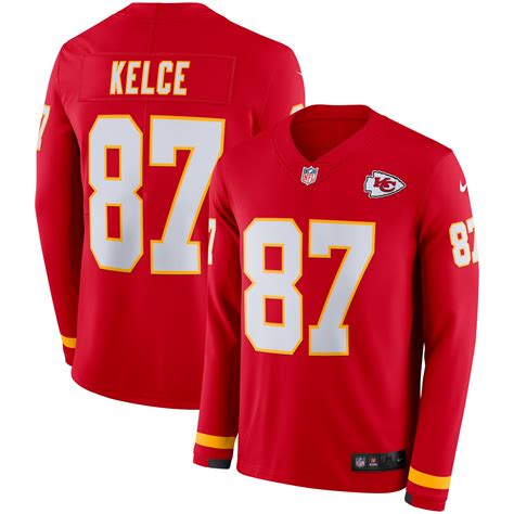 Men's Nike Travis Kelce Red Kansas City Chiefs Therma Long Sleeve ...