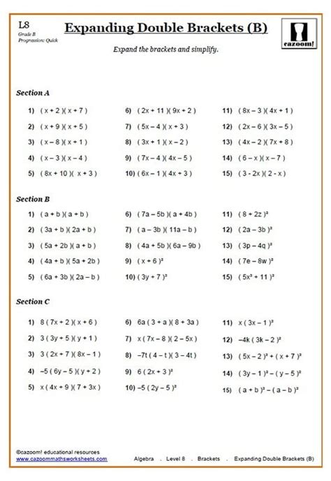 ️Expanding Brackets Worksheet With Answers Free Download| Gmbar.co