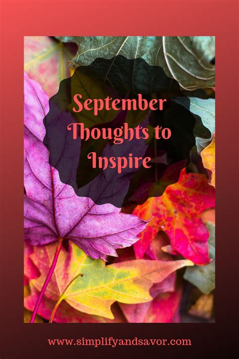 September Thoughts to Inspire - Simplify and Savor