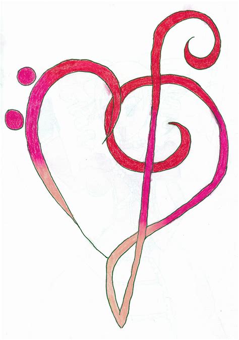 Treble And Bass Clef Heart Tattoo - ClipArt Best