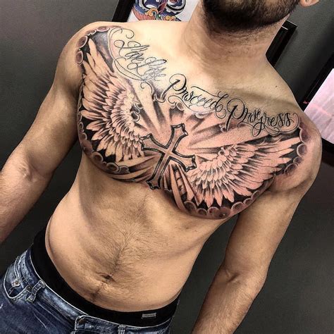 Amazing artist Dean Fitzgerald @dean_fitzgerald from Boston awesome cross sky wings chest ...