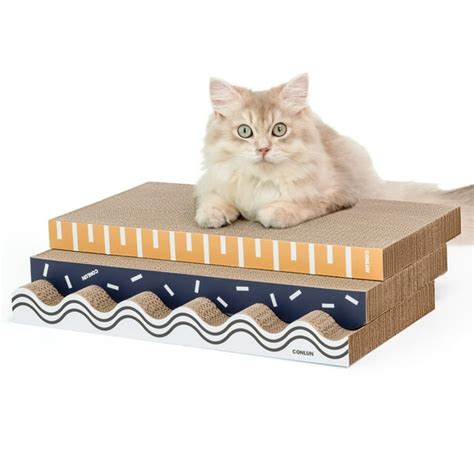 Conlun XL Wide Cat Scratcher Cardboard,3 Pack Durable Removable Cat ...