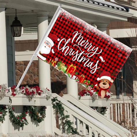 Amazon.com : Merry Christmas Flag 3x5 Outdoor Double Sided, Santa Claus ...