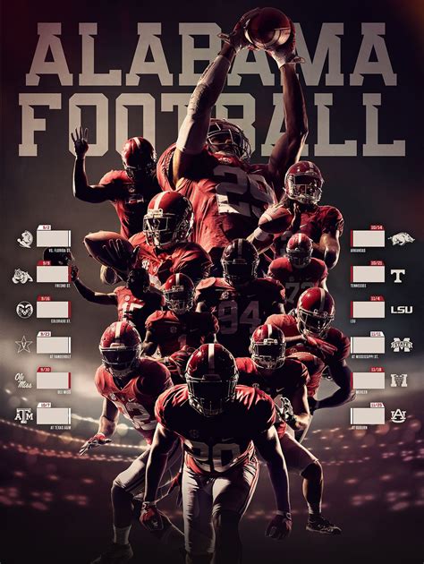 Alabama Football Schedule Poster 2017