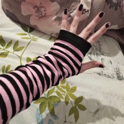 Pink Striped Fingerless Gloves | Etsy