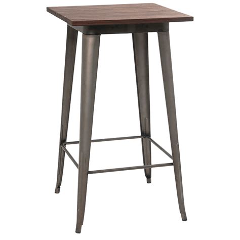 Industrial Series Bar Height Table in Dark Grey Finish and Wood Top