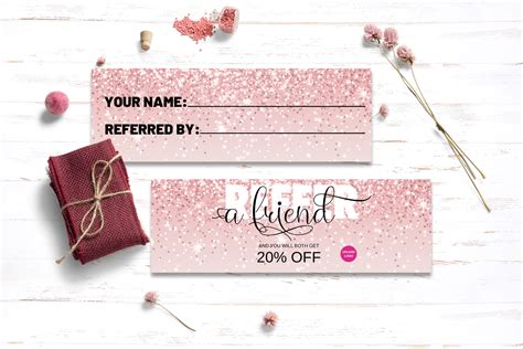 Pink Glitter Referral cards referral card template referral | Etsy