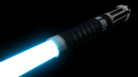 star blue jedi lightsaber 3d obj