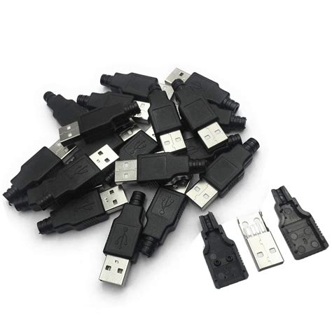 Buy WEIJ 20pcs USB 2.0 Type A Male USB 4 Pin Plug Socket Connector with ...