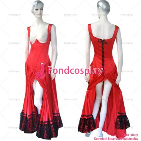 US$ 129.00 - fondcosplay O Dress The Story Of O With Bra Red Satin Dress black lace Open the ...