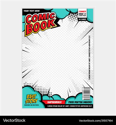 Comic book page cover design concept Royalty Free Vector