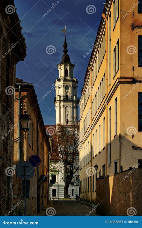 The City Hall Tower in Kaunas, Lithuania Stock Image - Image of bell ...