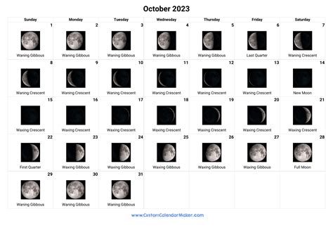 October 2023 Moon Phases Calendar