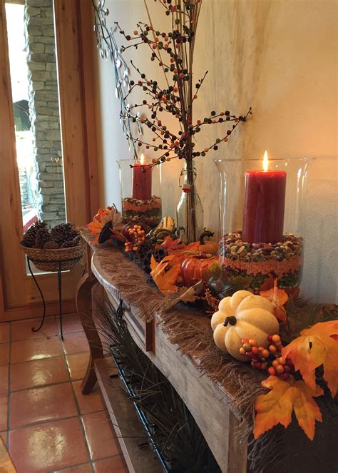 DIY FALL ENTRY TABLE DECOR Inspired by Pottery Barn and Pier 1 designs, I recreated entire table ...