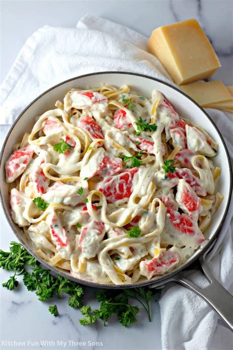 Crab Fettuccine Alfredo - Kitchen Fun With My 3 Sons