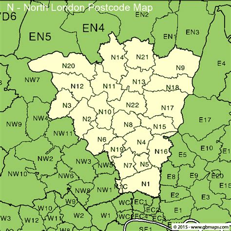 Map Of N Postcode Districts North London Maproom | Images and Photos finder