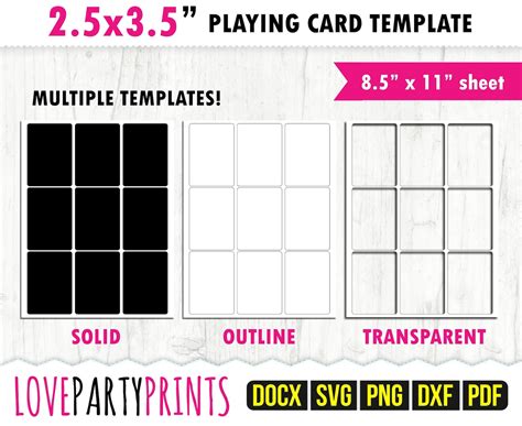 Playing Card Template Svg Pdf Png Dxf Trading Card - Etsy