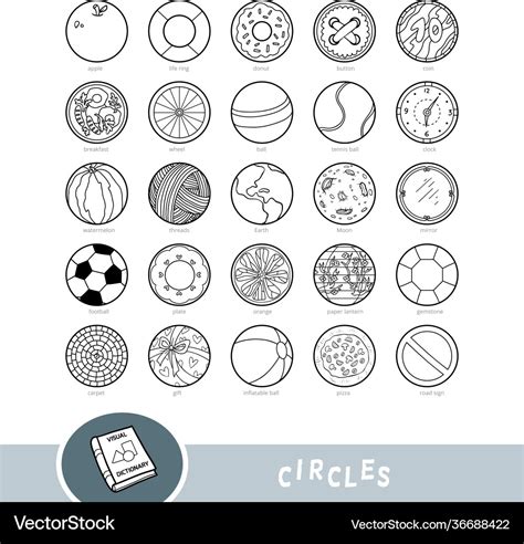 Black and white set circle shape objects Vector Image