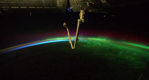 Image: Rainbow aurora captured from space station