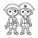 Two Pirate Boys Coloring Page Outline Sketch Drawing Vector Pirates  sketch template